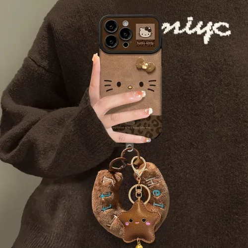 豹纹猫咪挂绳适用苹果17秋冬手机壳iphone15promax新女款16硅胶14