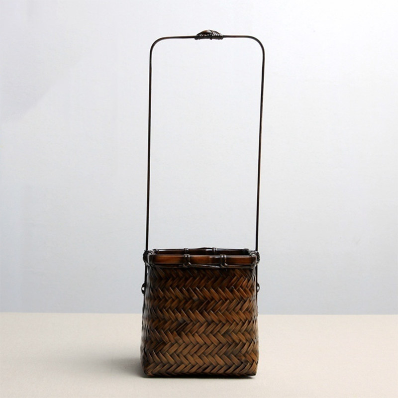 花器 竹编 禅 竹 花入 插花 花篮 复古 山山竹木 会所 出口 日本