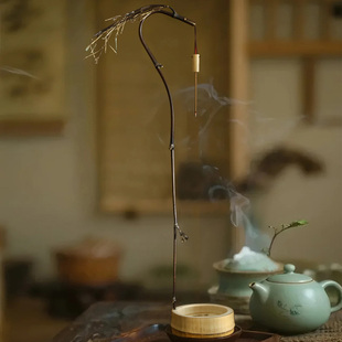 龙挂香 竹子 龙头 手工 香道 天然老紫竹制作 实心竹 大号 竹枝条