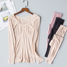 Комплект нижней одежды 无痕保暖内衣套装女莫代尔大圆领隐形美体紧身打底秋衣秋裤超薄款 OTHER