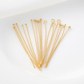 14K包金保色T字针9针圆头针手工diy饰品珍珠配件串珠平头针小配件