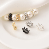 14K包金镶锆保色大孔隔珠手工diy珍珠手链白金电镀银串珠首饰材料