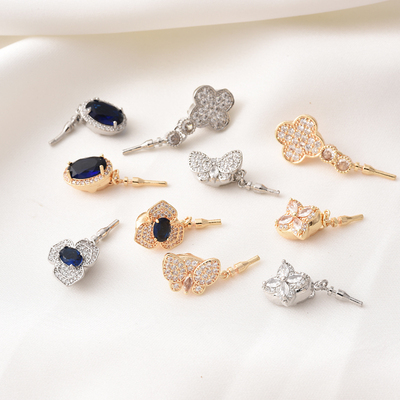 14K包金镶锆石插棒扣元宝扣