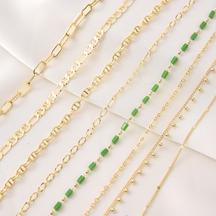 高保14K包金3 1批花链条手工diy配件散链猪鼻孔镀金CD链椭圆粗链