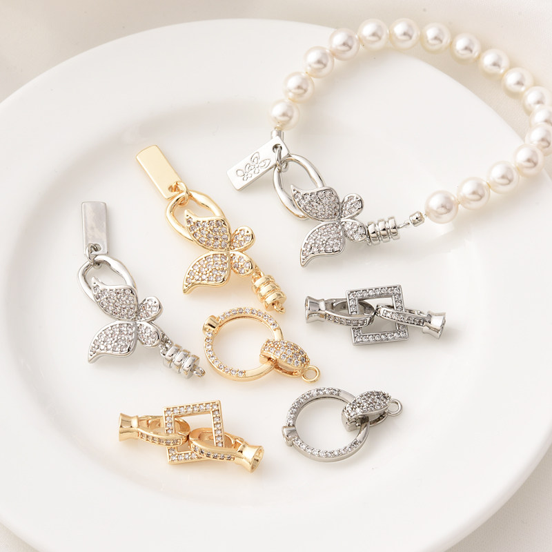 铜镀14K真金高保镶锆蝴蝶收尾扣手工diy珍珠手链项链方形子母扣,饰品/流行首饰/时尚饰品新,扣,淘宝优惠券,粉丝福利购,淘宝优惠卷