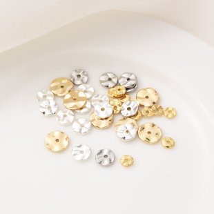 14K包金保色波浪圆片镀真金隔片手工diy串饰手链18K白金色凹凸片