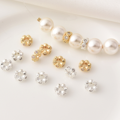 铜镀14K金保色镶锆石车轮隔珠