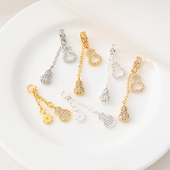 铜镀14K金色高保镶锆葫芦滴溜隔珠吊饰手链挂件diy水晶手串配件