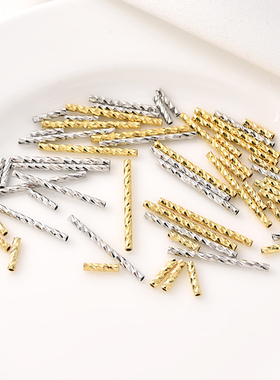 18K包金保色批花直管手链diy手工串珠材料饰品配件管珠细管隔珠