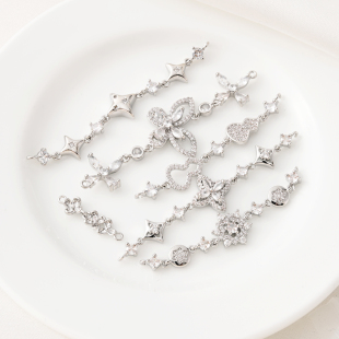 铜镀白金色高保蝴蝶半链配件手工diy珍珠手链葫芦链接首饰材料