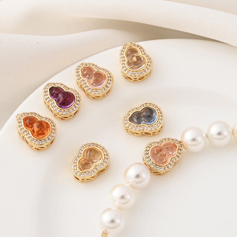 14K包金镶锆石葫芦四通隔珠