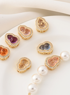 14K包金高保微镶锆石国风葫芦魔盒隔珠手工diy手链手串四通转运珠