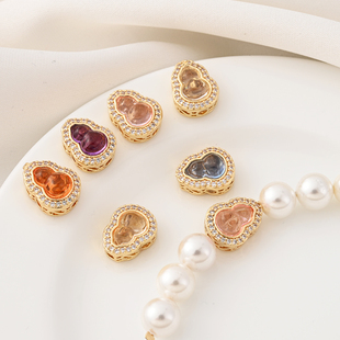 14K包金高保微镶锆石国风葫芦魔盒隔珠手工diy手链手串四通转运珠