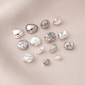 铜镀白金高保巴洛克异形石头实心扁圆隔珠diy手作项链镀银配件