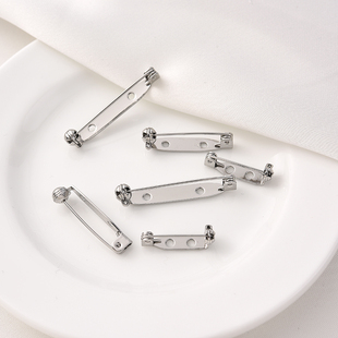 铜镀白金色保色胸针托手工diy饰品配件可旋转防掉开关一字别针扣