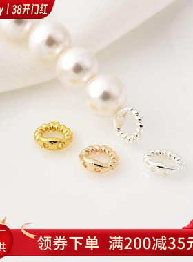 14K包金保色闭口螺纹双孔收尾连接圆形圈手工diy鱼线钢丝线收尾扣