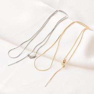 14K包金保色蛇骨项链手工diy电镀白金色可串珠吊坠调节颈链条配件