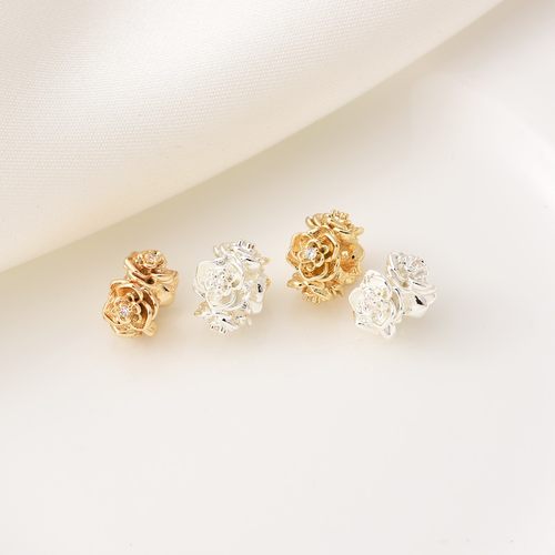 14K包金高保镶锆玫瑰花隔珠