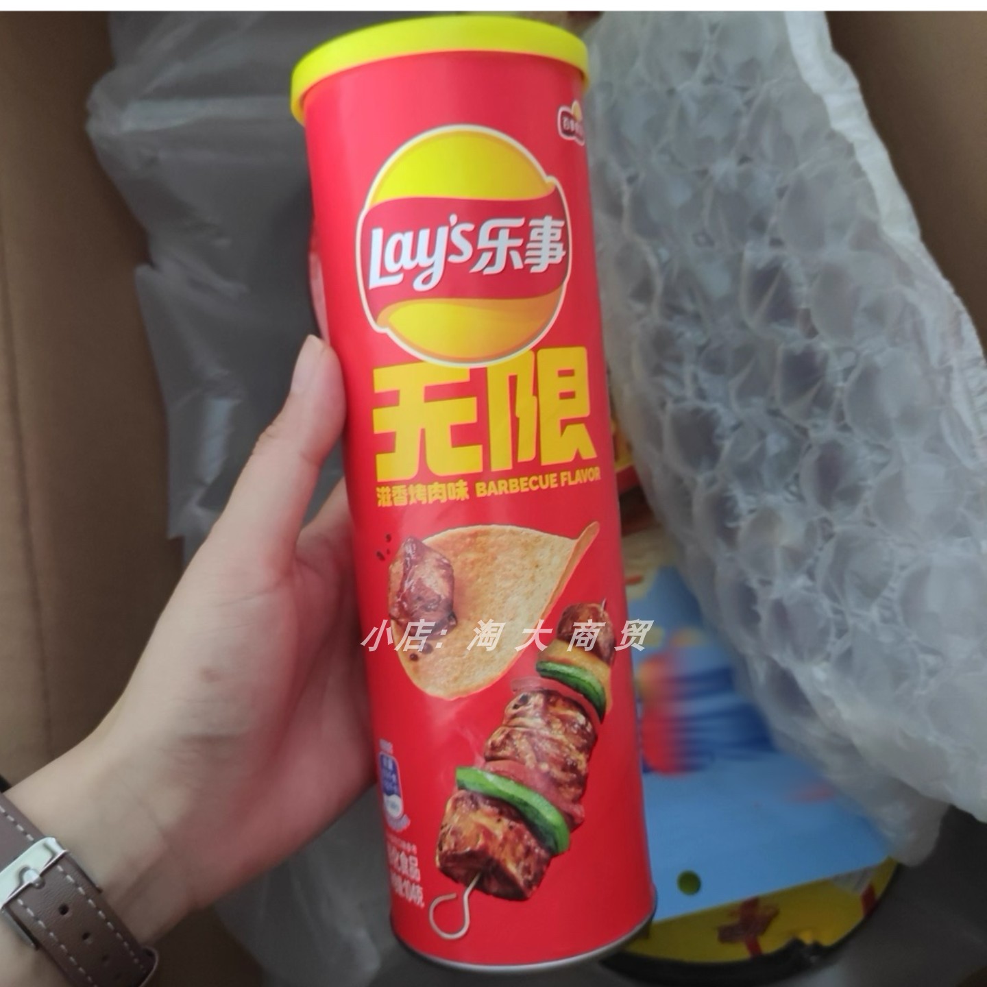 乐事无限罐装滋香烤肉味薯片零食