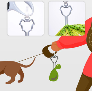 大狗捡屎袋狗屎袋免提夹牵引绳便袋分配器遛狗金毛垃圾袋便携支架