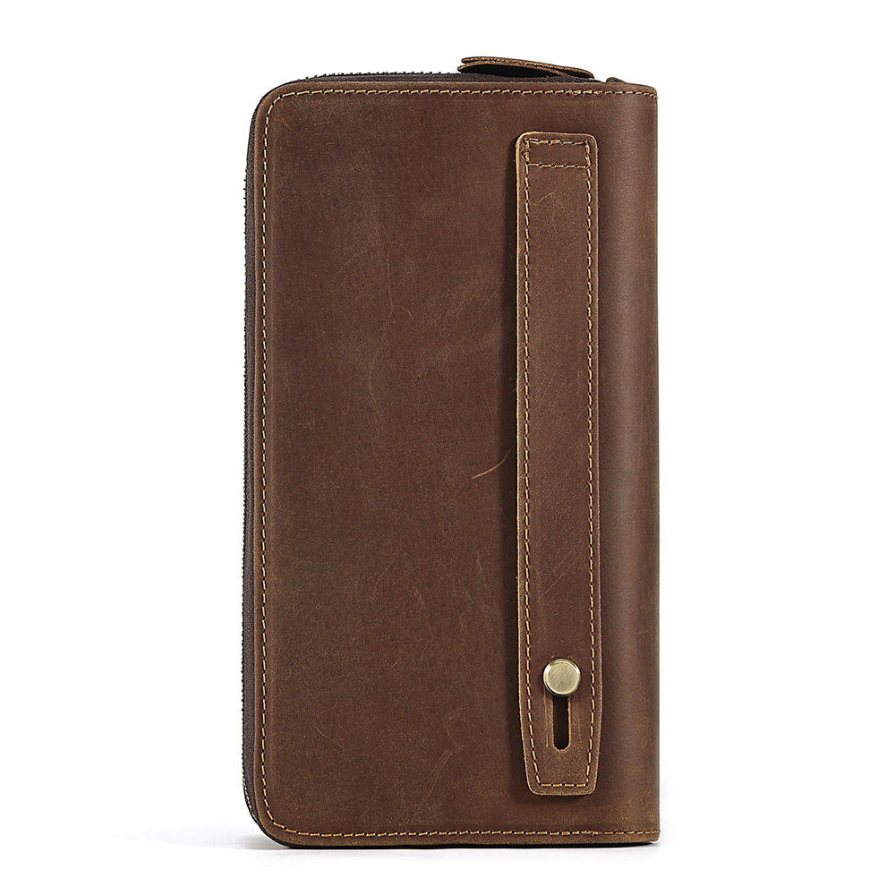 新款真皮手拿包复古男士疯马皮包包商务时尚头层牛皮长款拉链钱包