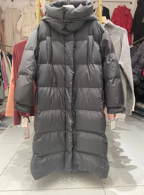 nibiezou36806洋气款连帽羽绒服宽松棉被子款欧版可脱卸帽加长