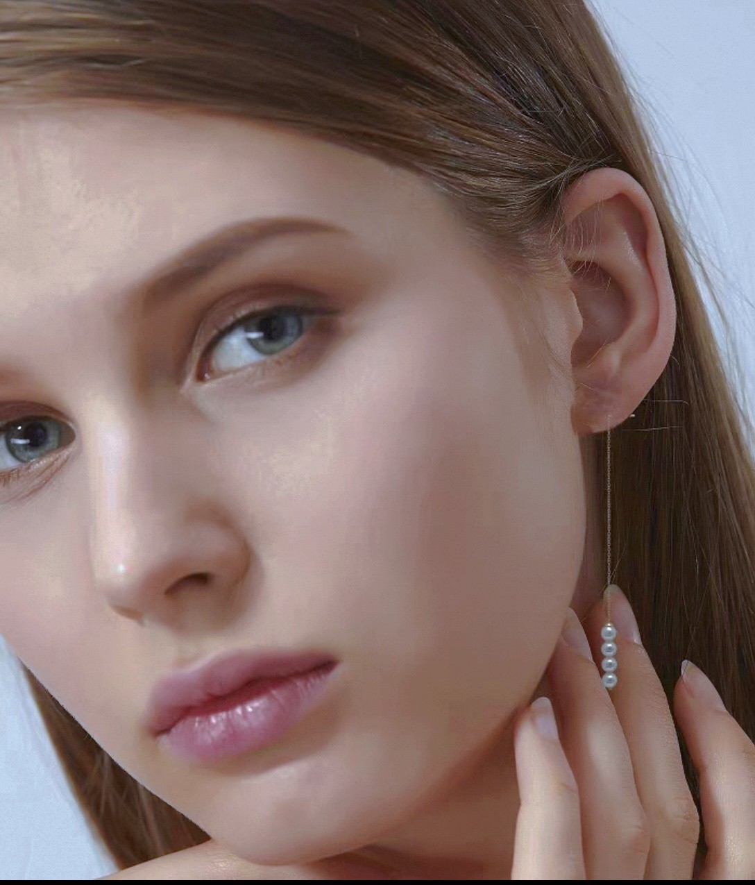 西班牙设计师波西米亚气质串珠极光澳白色珍珠耳线耳环两种戴法