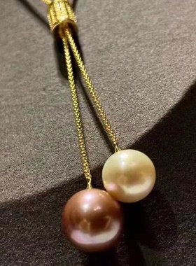 轻奢彩色双珍珠流苏可调节毛衣链