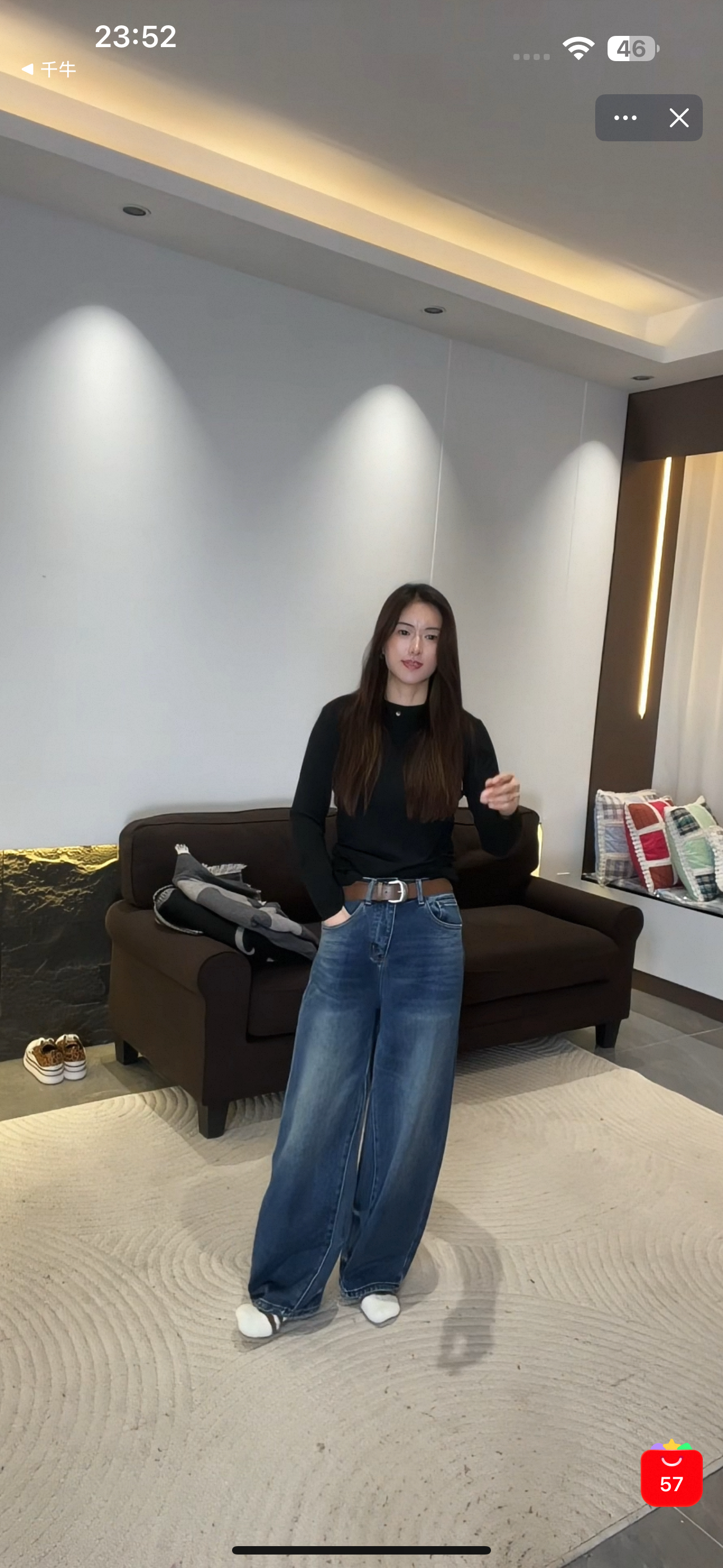 蓝色加绒牛仔裤25912