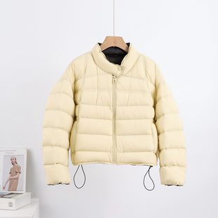 显瘦保暖外套黄色609 修身 时尚 立领轻羽绒服女短款