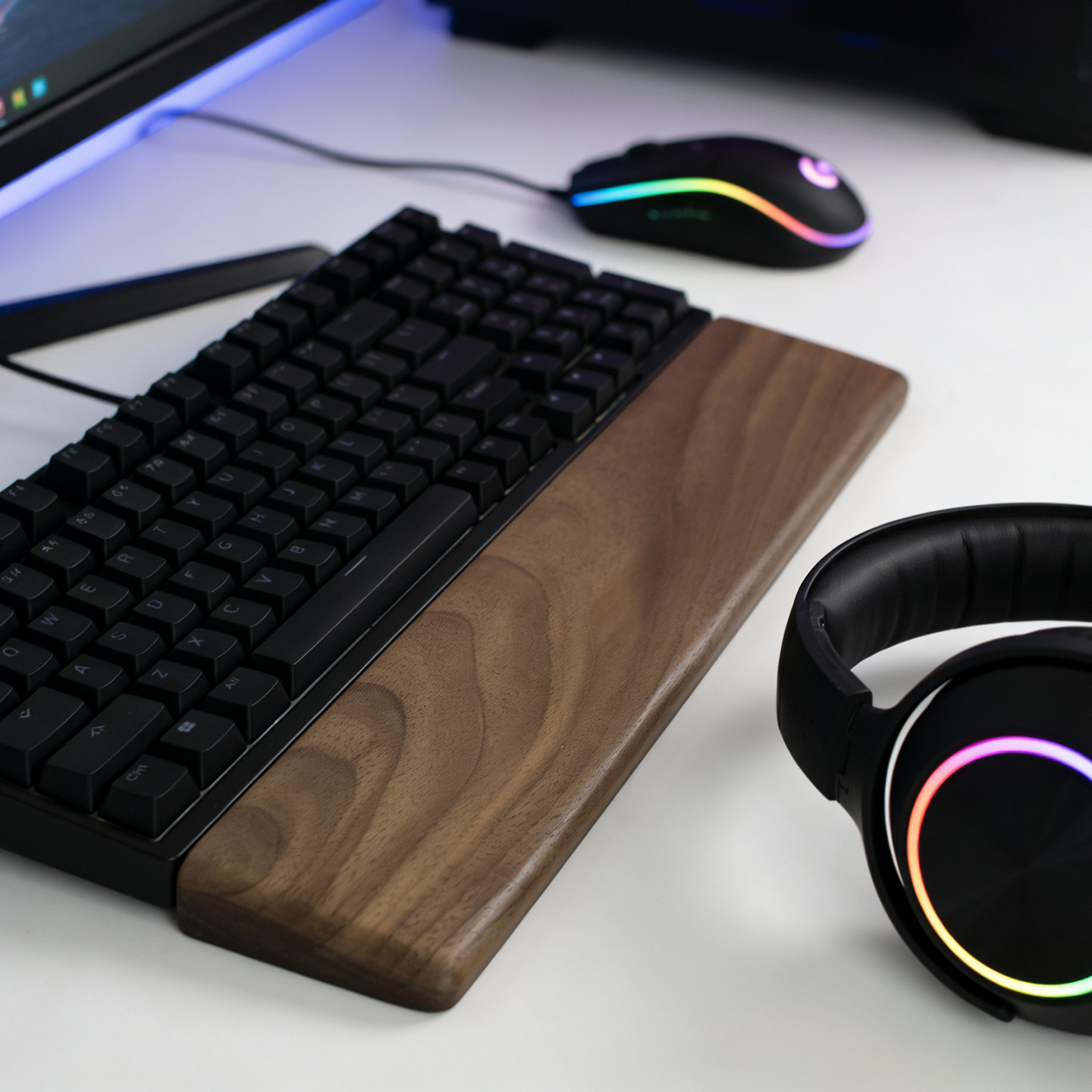 键盘手托黑胡桃木实木机械键盘掌托木质腕托鼠标托护腕垫手腕垫高