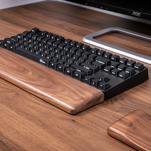 键盘手托黑胡桃木实木机械键盘掌托木质腕托鼠标托护腕垫手腕垫高