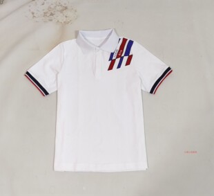 Polo领校服北京通州分校校服仿制款 网眼朱地棉短袖 纯白色夏季