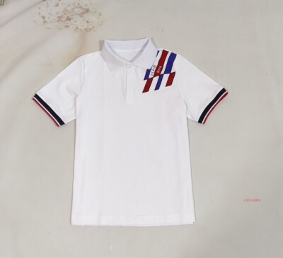 纯白色夏季网眼朱地棉短袖Polo领校服北京通州分校校服仿制款