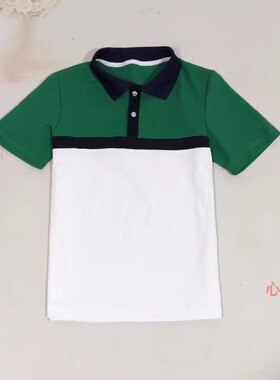 夏季绿色白色撞色男女学生同款校服班服短袖仿制