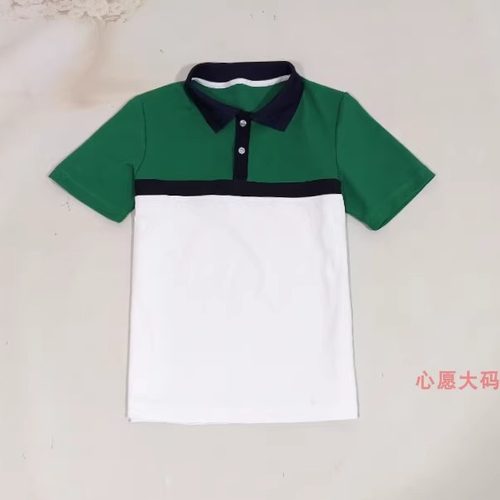 夏季绿色白色撞色男女学生同款校服班服短袖仿制