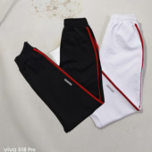 子定制可选加绒款 男女学生同款 纯黑色白色加红色条纹收口校服裤