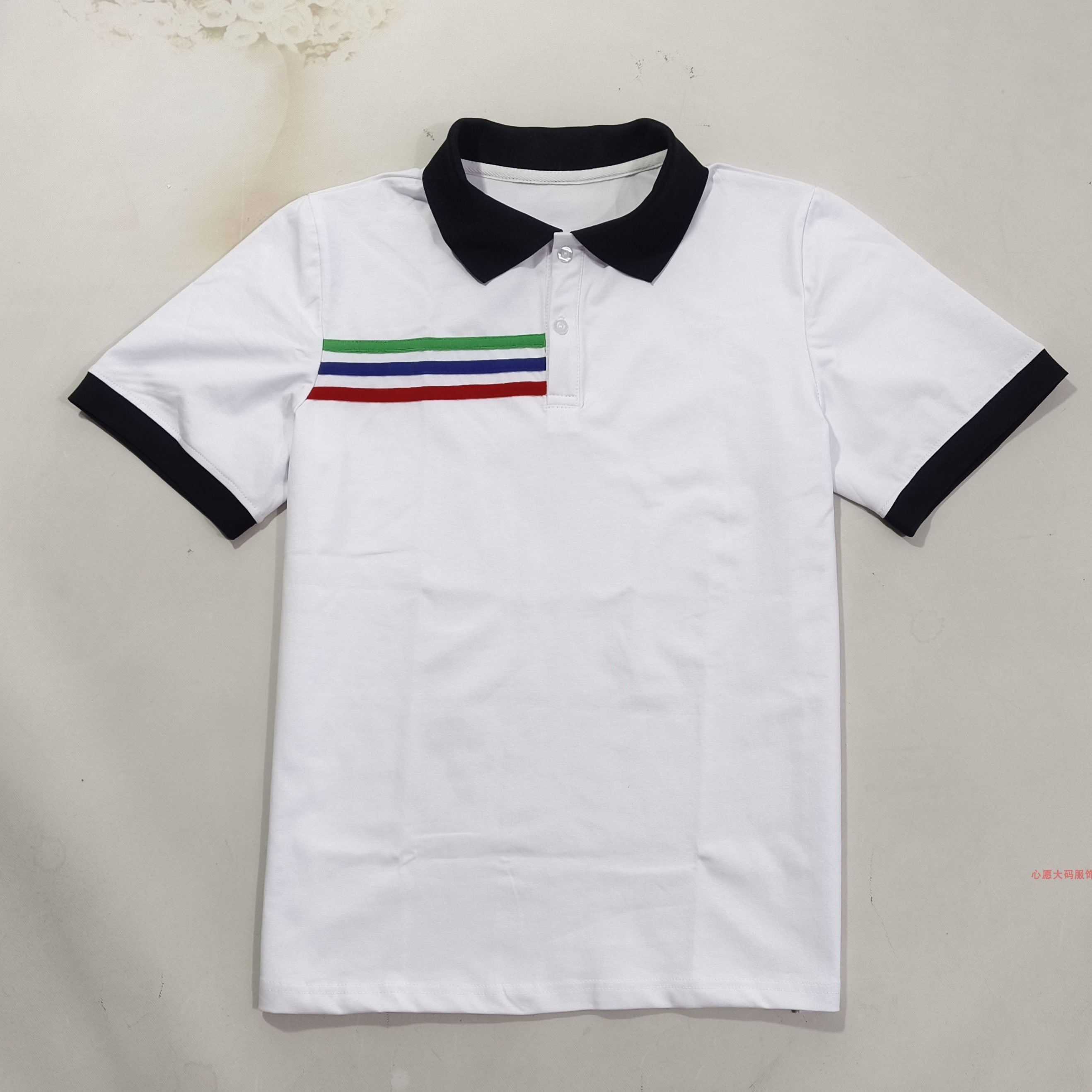 纯白色初高中男女学生校服短袖多色定制