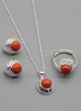 民族风925纯银三件套蒙古套装