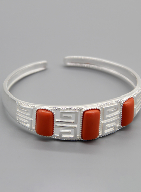 蒙古元素纯银藏族手环