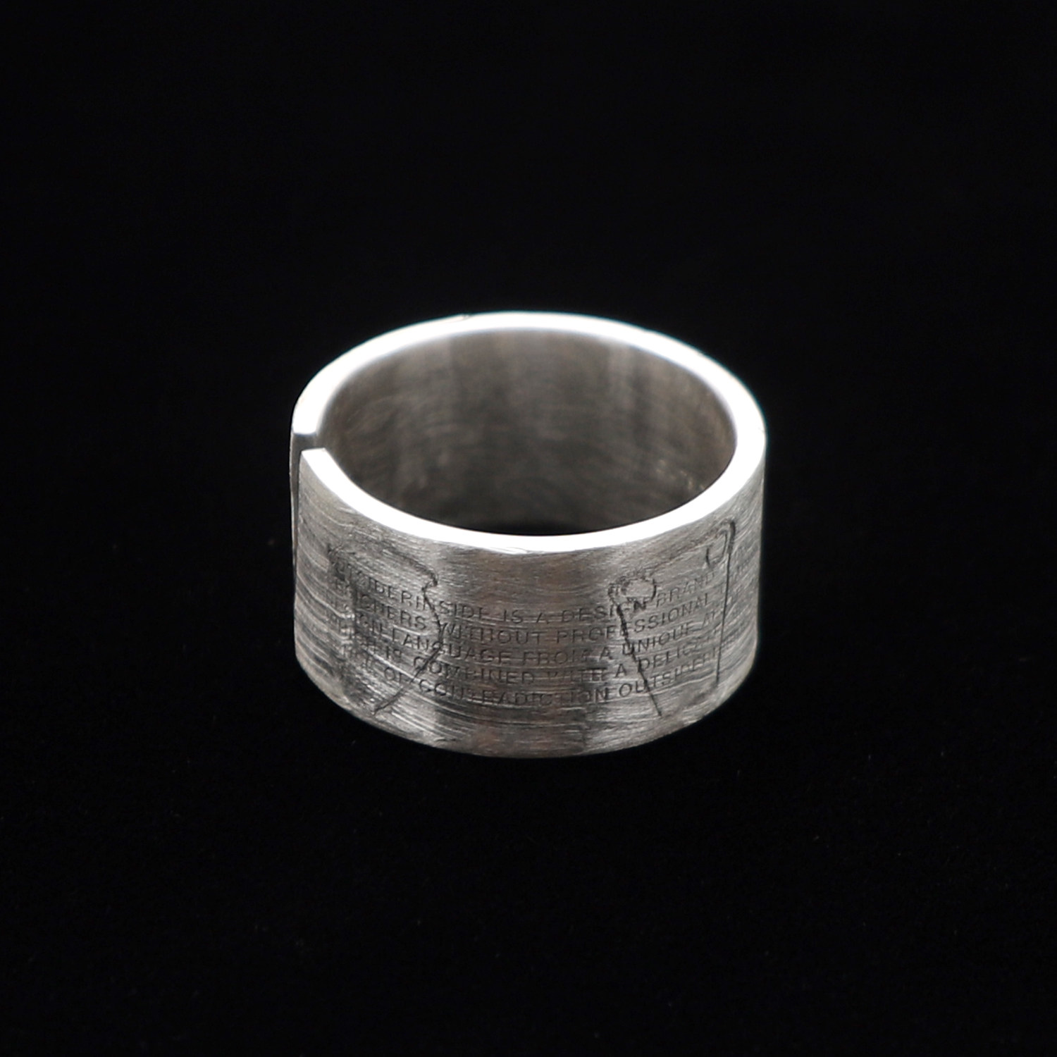 OUTSIDERINSIDE 容器涂鸦开口戒指 925银磨砂拉丝工艺 Container