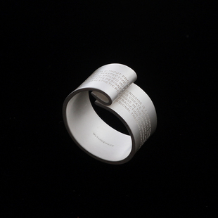 手工制作 925银烧白激光品牌介绍卷轴戒指 Scroll OUTSIDERINSIDE