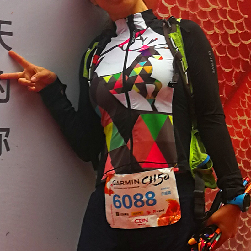 肌能女子长袖跑步服骑行越野速干透气修身轻薄防紫外线夜光