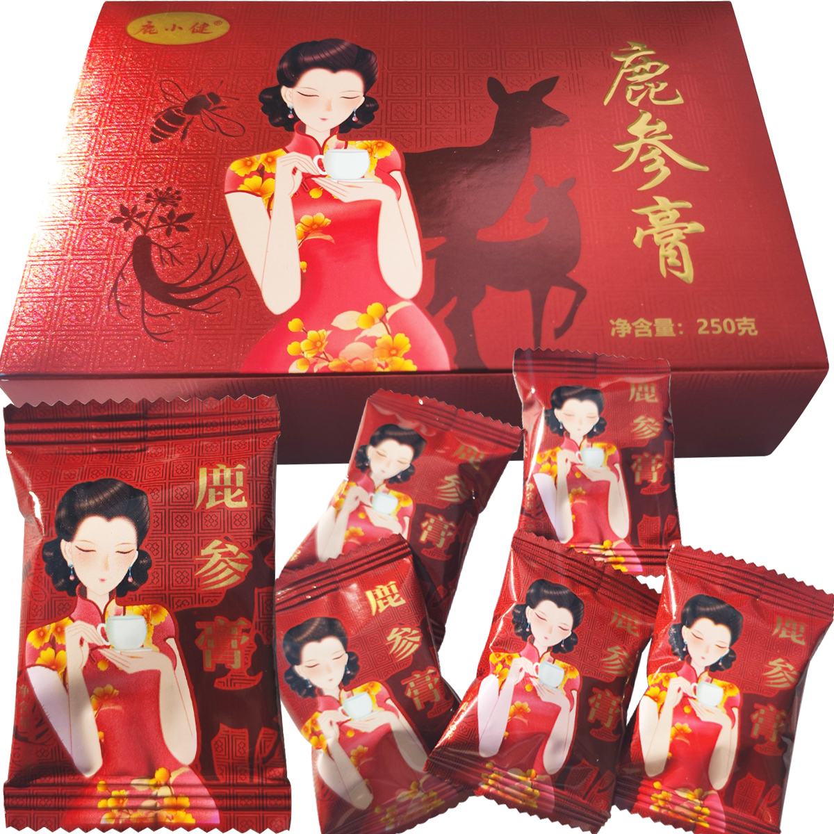 鹿小健鹿参膏10克/袋x25袋/盒吉林特产馈赠礼品盒鹿制品人参制品