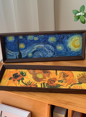 梵高莫奈复古油画风摆件相框画卧室客厅餐厅玄关软装装饰挂画礼物