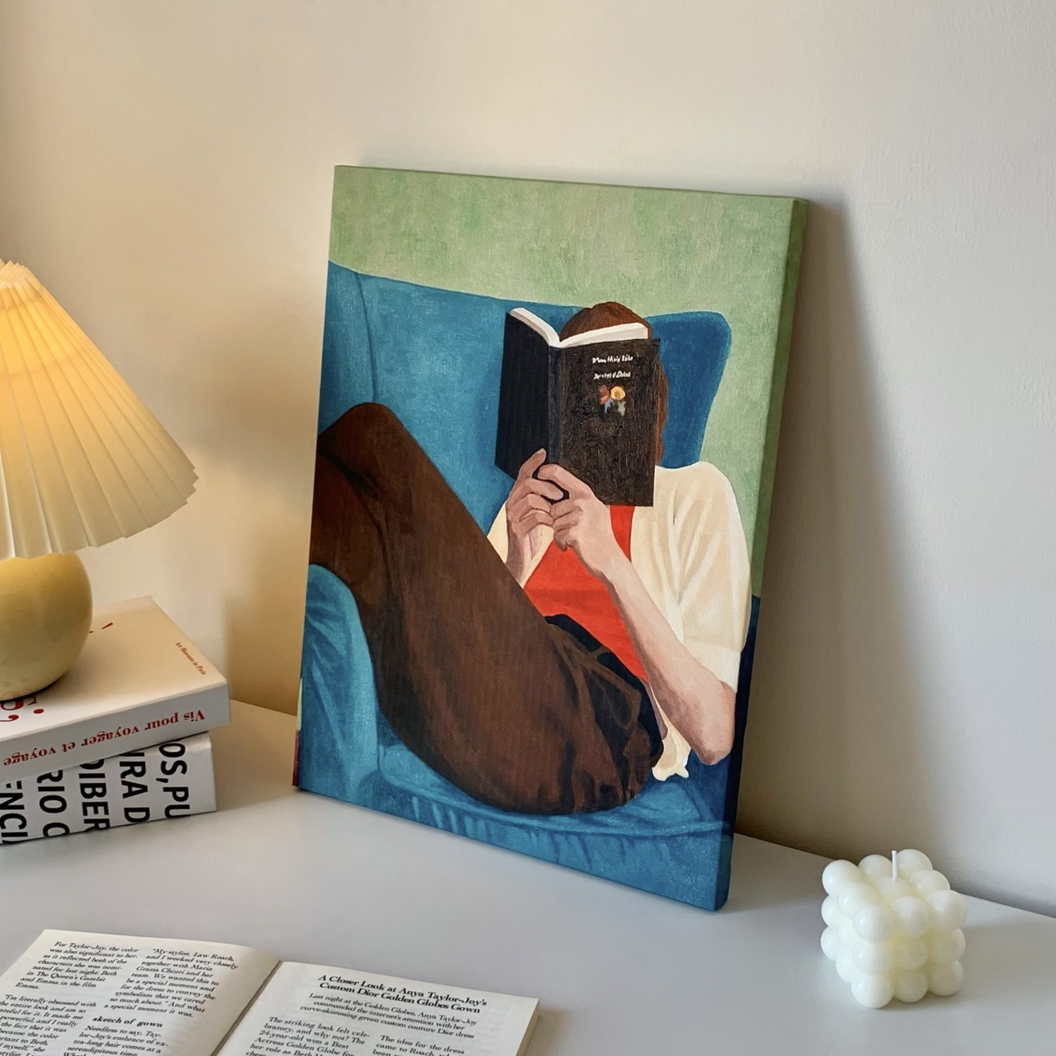 小众艺术感抽象人物读书装饰画客厅沙发背景墙挂画复古桌面摆件图片