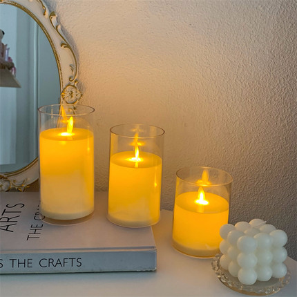 创意仿真蜡烛小夜灯摇摆灯芯led电子蜡烛灯ins卧室桌面装饰氛围灯