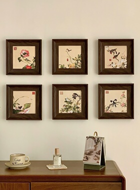中古风植物花卉客厅装饰画花鸟