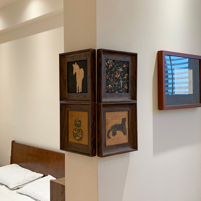 法式中古拐角挂画风客厅装饰