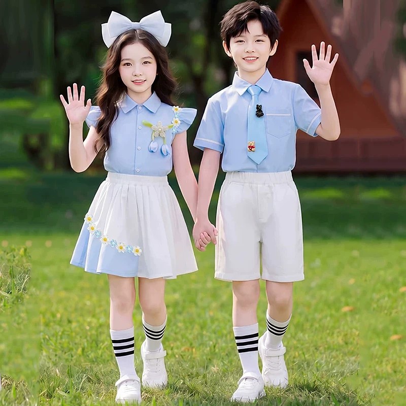 六一儿童节合唱演出服幼儿园表演服小学生英伦毕业照班服夏季园服